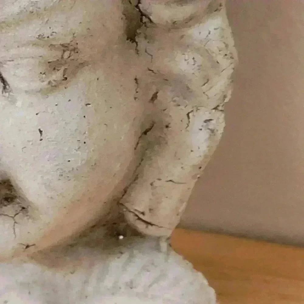 Angel Stone Carved Face Hanging Wall Plaque Antique Finish Sculpture Unpainted - Picture 5 of 8